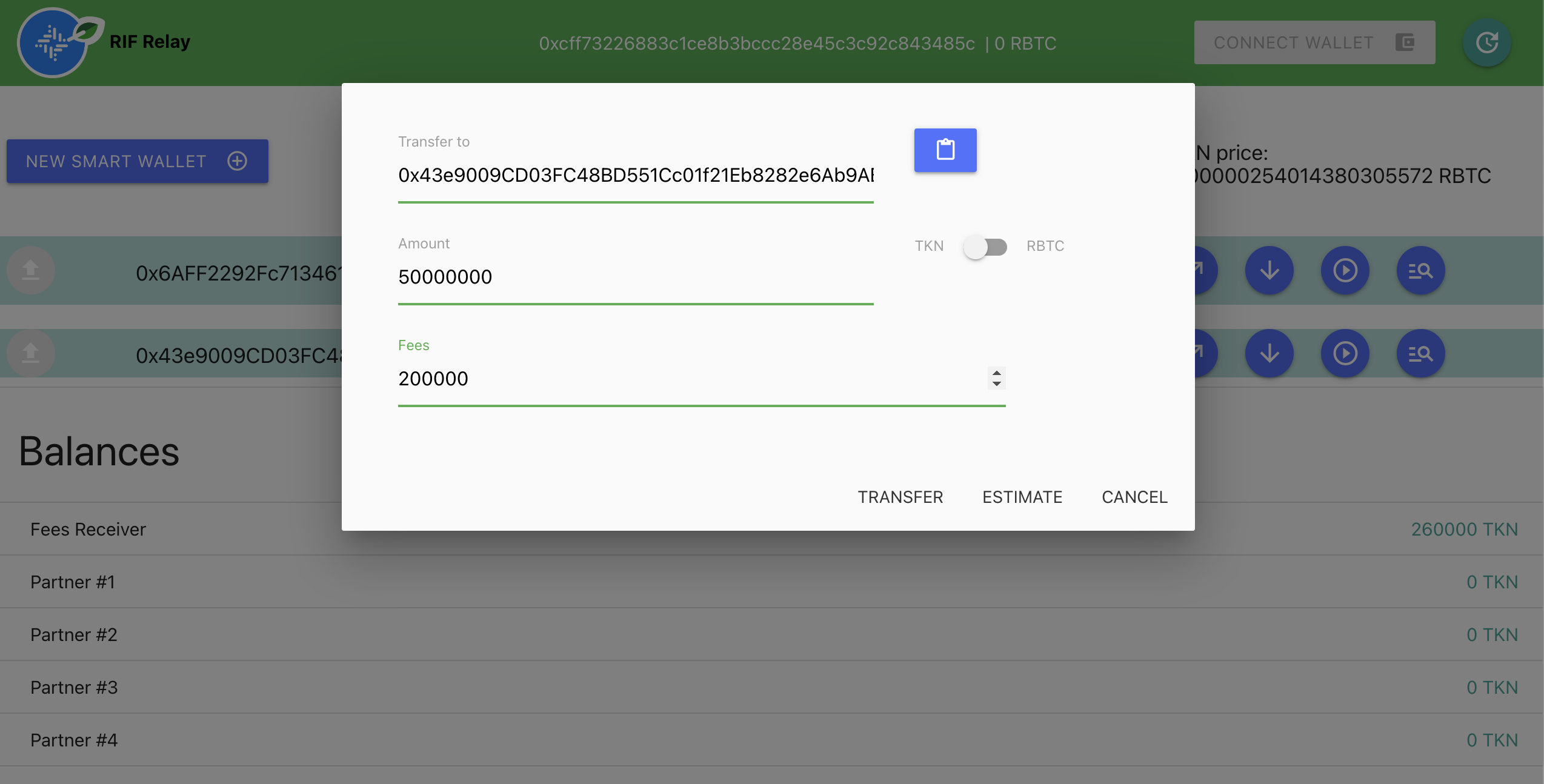 Transfer using TKN